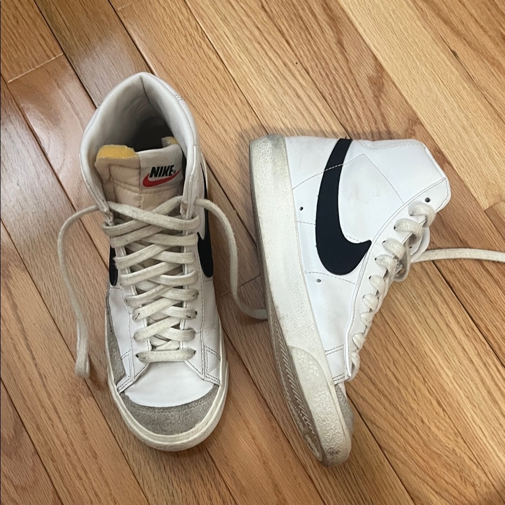 Nike White and Black High-Top Sneakers